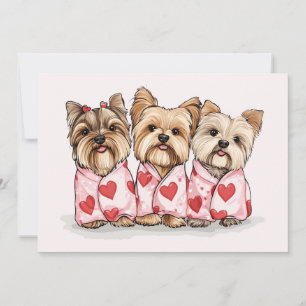 Valentines Day Yorkshire Terrier Dogs Holiday Card