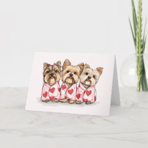 Valentines Day Yorkshire Terrier Dogs Holiday Card