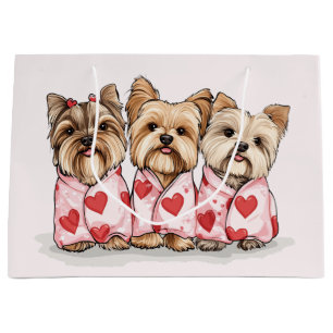 Valentines Day Yorkshire Terrier Dogs Large Gift Bag