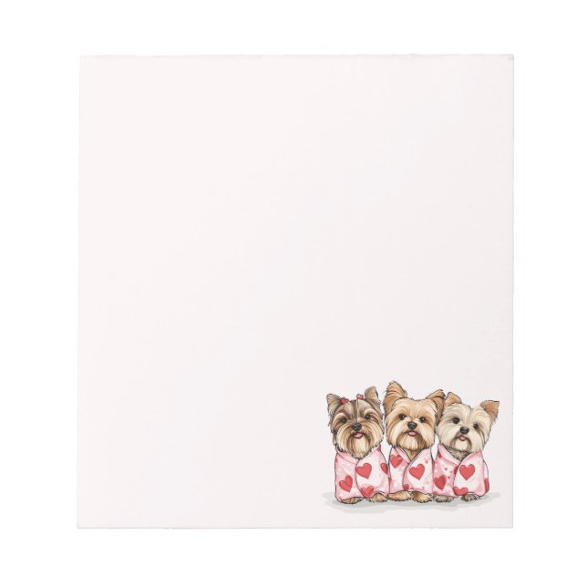Valentines Day Yorkshire Terrier Dogs Notepad (Front)