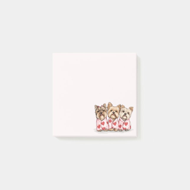 Valentines Day Yorkshire Terrier Dogs Post-it Notes (Front)