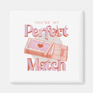 Valentines Day Youre My Perfect Match Spark Flame  Magnet