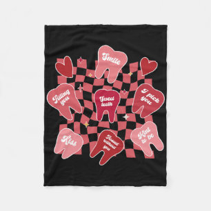 Valentines Dentist Dental Hygienist Tooth Candy Co Fleece Blanket