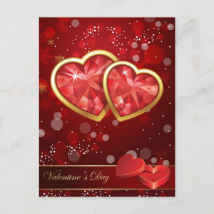 Valentines Diamond Heart Holiday Postcard
