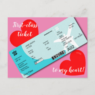 Valentine's Dinner Invitation Boarding Pass Postcard