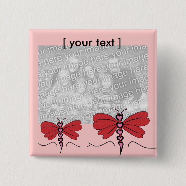 Valentines dragonfly template button (Front)