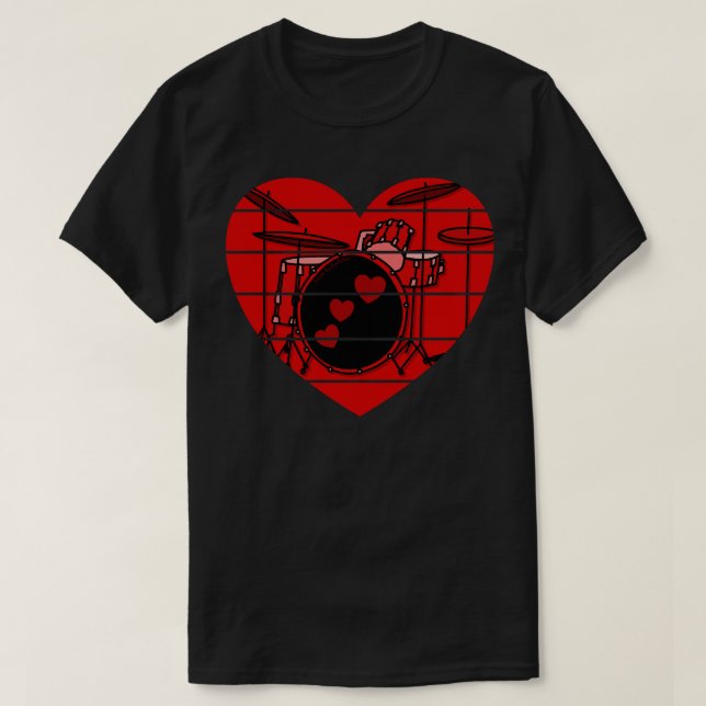 Valentines Drummer Drum Teacher Wedding Musician 1 T-Shirt (Design Front)