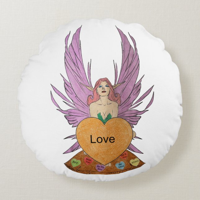 Valentines Faerie Round Cushion (Front)