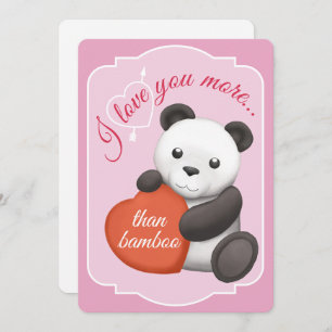 Valentines Flat Card Cute Panda