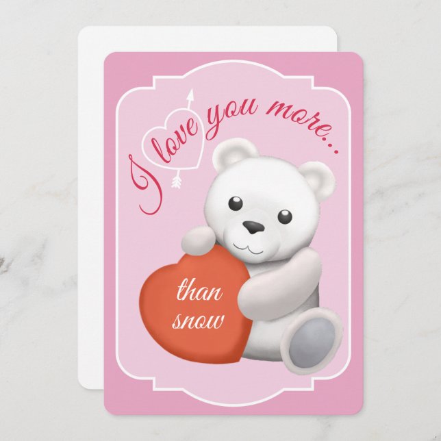Valentines Flat Card Cute Polar Bear (Front/Back)