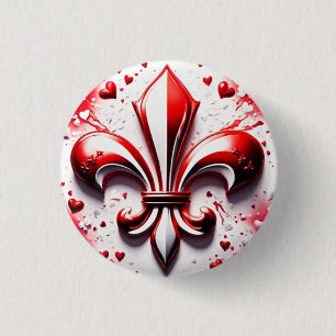 Valentine's Fleur De Lis 3 Cm Round Badge
