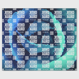 Valentines Floral Blue Rose Love Never Fails XOXO  Wrapping Paper