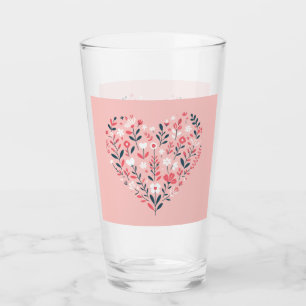 Valentine's Floral heart Glass