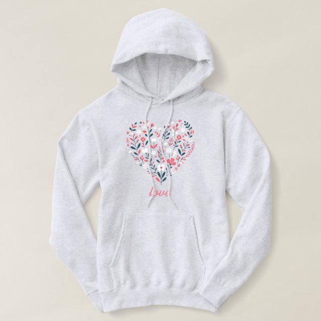 Valentine's Floral heart Hoodie (Design Front)