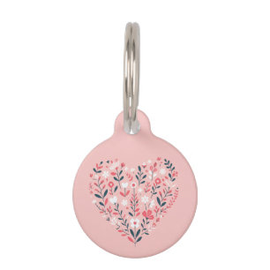 Valentine's Floral heart Pet Tag
