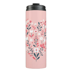 Valentine's Floral heart Thermal Tumbler