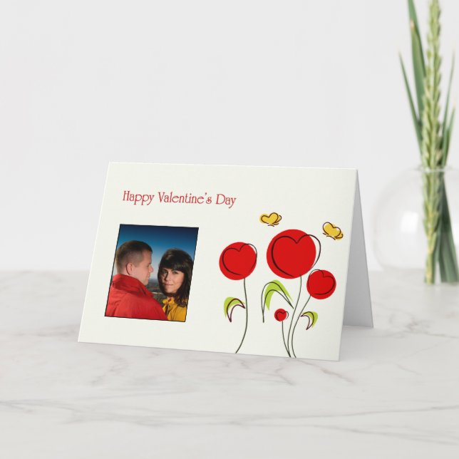 Valentine's Flower Hearts Photo Card Card (Front)