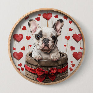 Valentines French Bulldog 10 Cm Round Badge