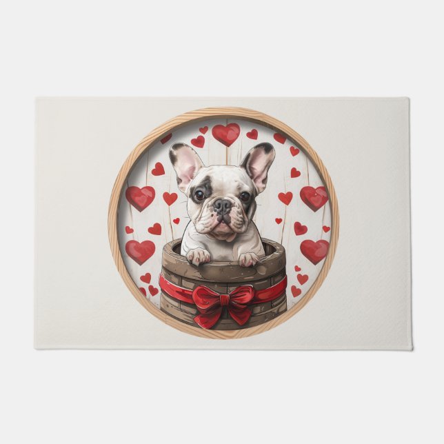 Valentines French Bulldog Doormat (Front)
