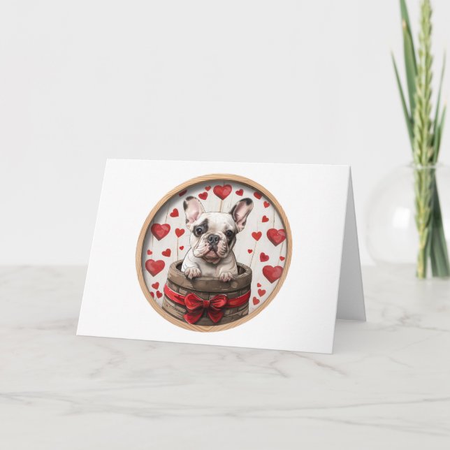 Valentines French Bulldog Holiday Card (Front)