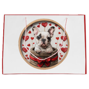 Valentines French Bulldog Large Gift Bag