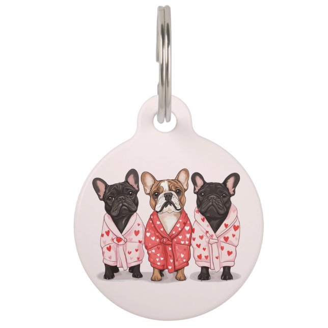 Valentines French Bulldog Pet Tag (Front)