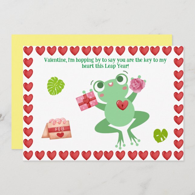 Valentine's Frog Heart Flowers Gift Design card (Front/Back)