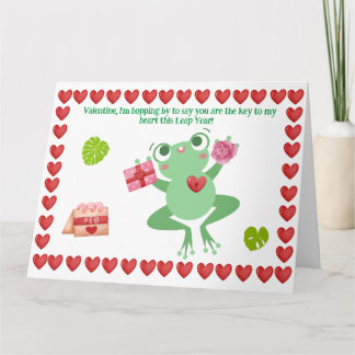 Valentine's Frog Heart Flowers Gift Feb Design Card