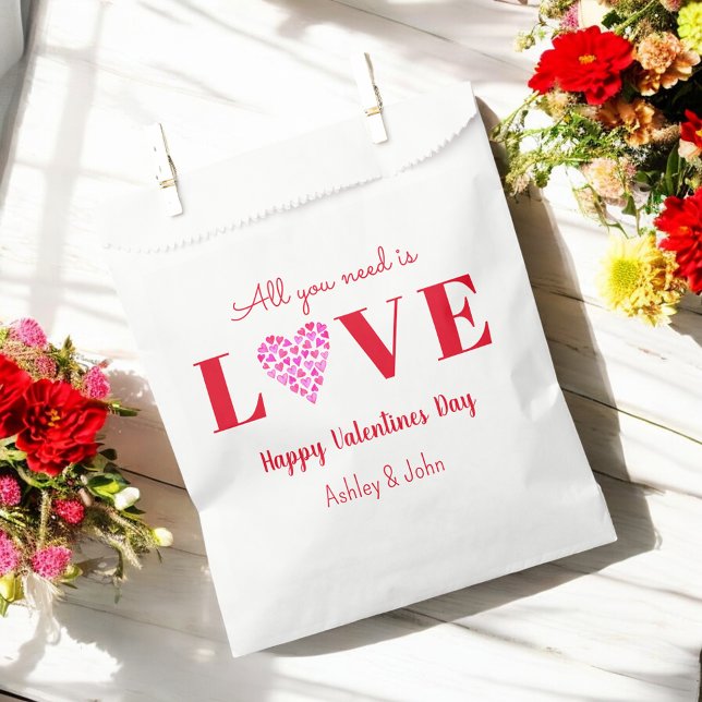 Valentines Galentines Red Love Heart Cute Favour Bags (Creator Uploaded)