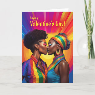 Valentine's Gay African American Lesbian Rainbow Holiday Card