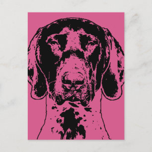 Valentines German Shorthair Pointer Dog Silhouette Holiday Postcard