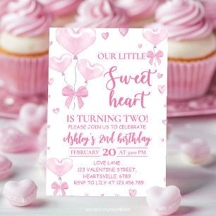 Valentine's Girl Little Sweetheart Birthday Invitation