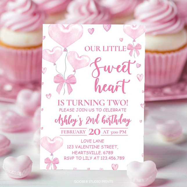 Valentine's Girl Little Sweetheart Birthday Invitation (Creator Uploaded)
