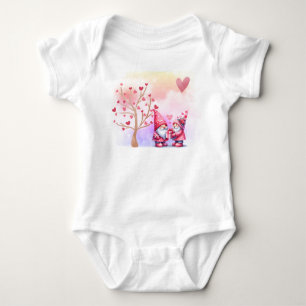 Valentine's Gnome Buddies under Heart Tree  Baby Bodysuit
