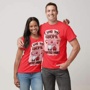 Valentine's Gnome Couple Red T Shirt