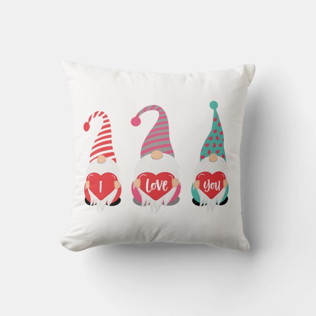 Valentine's Gnomes I Love You Gift  Cushion (Front)