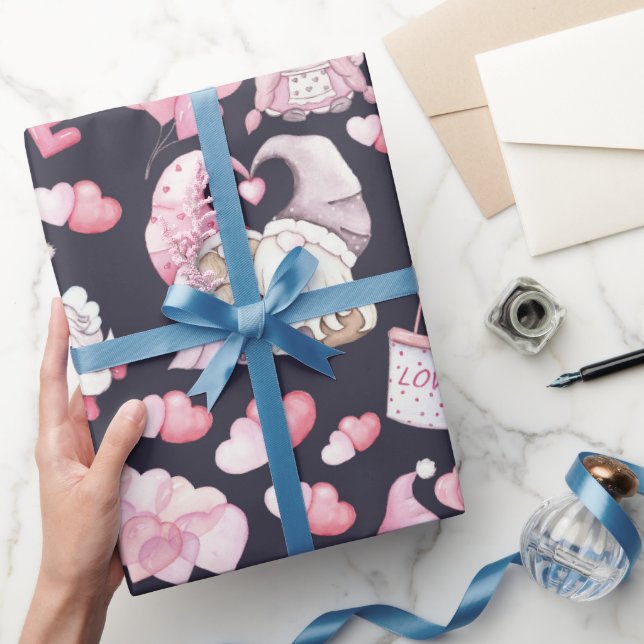 Valentines Gnomes In Love Wrapping Paper (Gifting)