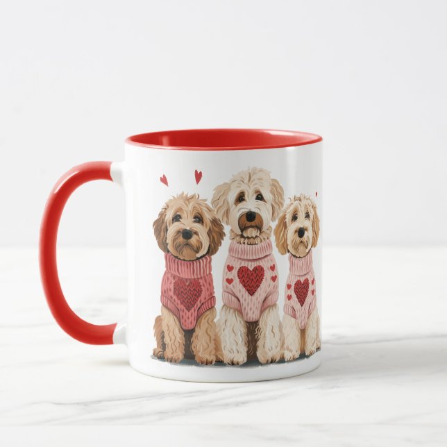 Valentines Goldendoodle Dogs Mug (Left)