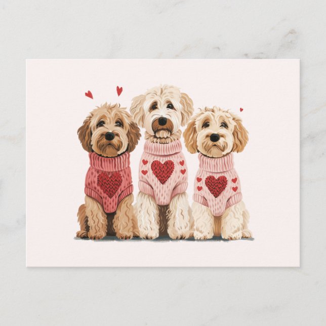 Valentines Goldendoodle Dogs Postcard (Front)