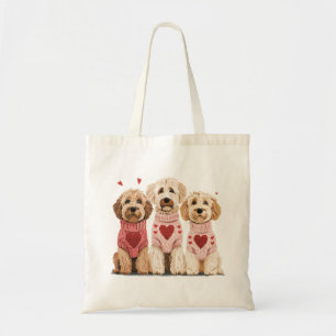 Valentines Goldendoodle Dogs Tote Bag