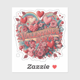 Valentine's groovy day, retro clipart
