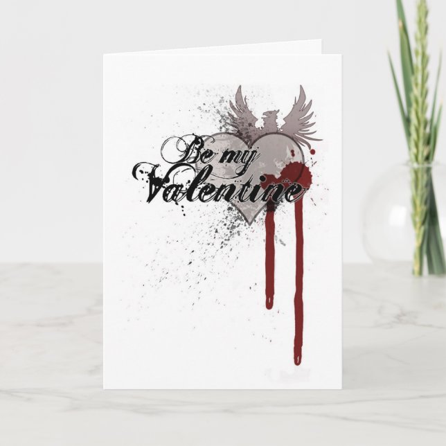 Valentine's Grunge Blood Splatter Greeting Card (Front)