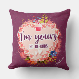 Valentines Heart And Flower In Fuchsia Cushion