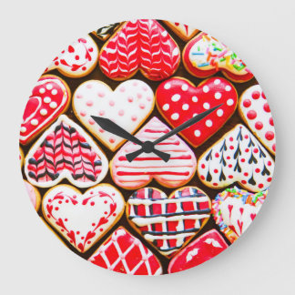 Valentine's Heart Cookies: Homemade Love. Large Clock