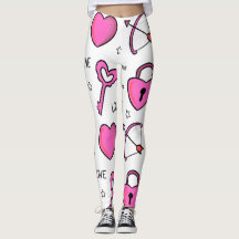Valentines Heart & Key All-Over-Print Leggings