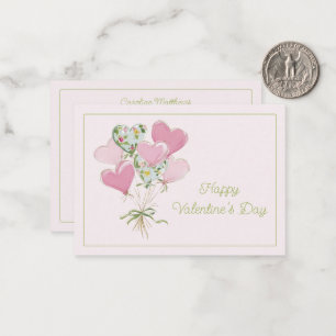 Valentine's Heart Pink and Green Heart Balloons Card