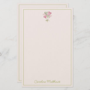 Valentine's Heart Pink and Green Heart Balloons Stationery