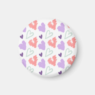 Valentines Heart Purple Pink Hand Drawn Pattern   Magnet