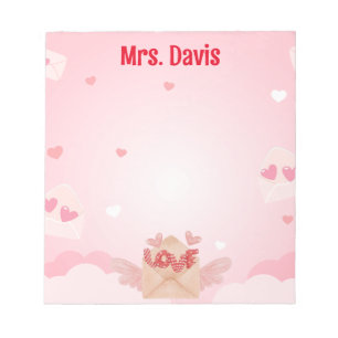 Valentine's Heart Theme Personalised Notepad