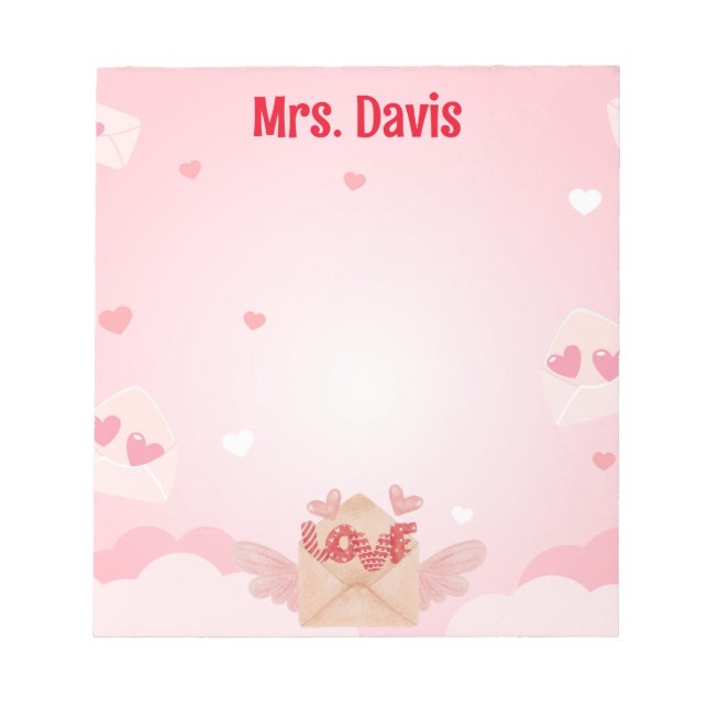 Valentine's Heart Theme Personalised  Notepad (Front)